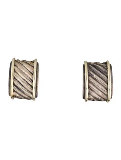 Pre-owned David Yurman Vintage Two-tone Cable Cigar Earclip Earrings In Multicolor