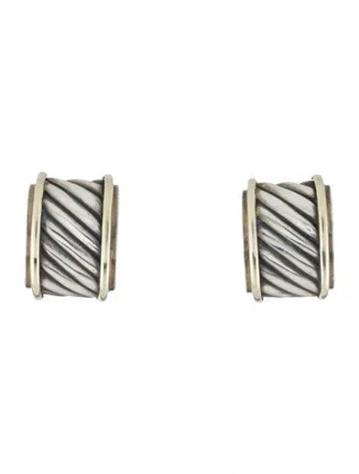 Pre-owned David Yurman Vintage Two-tone Cable Cigar Earclips In Multi