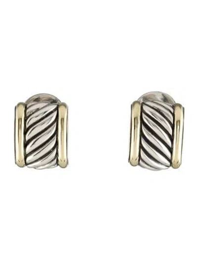 Pre-owned David Yurman Vintage Two-tone Cable Classics Cigar Band Earclips In Multi