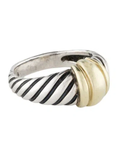 Pre-owned David Yurman Vintage Two-tone Cable Dome Ring In Multi