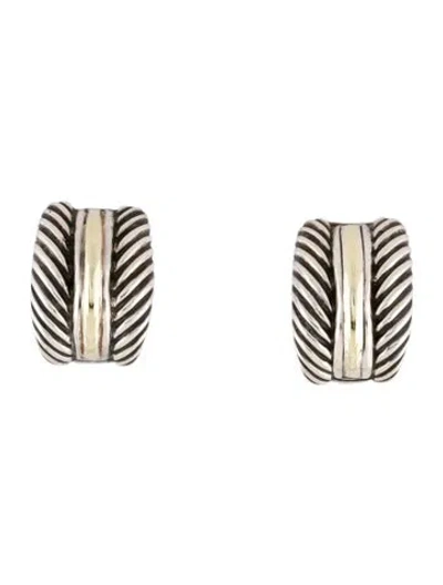 Pre-owned David Yurman Vintage Two-tone Cable Earclips In Multi
