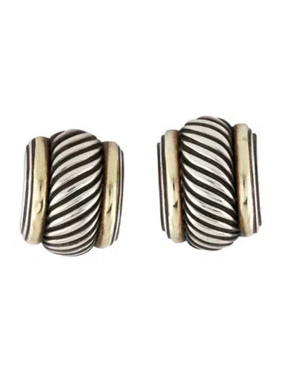 Pre-owned David Yurman Vintage Two-tone Cable Earclips In Multi