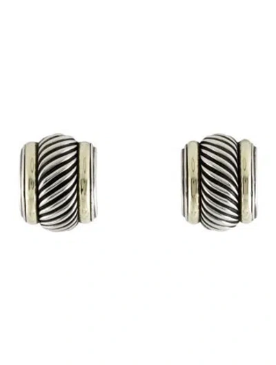 Pre-owned David Yurman Vintage Two-tone Cigar Band Earclips” In Multi