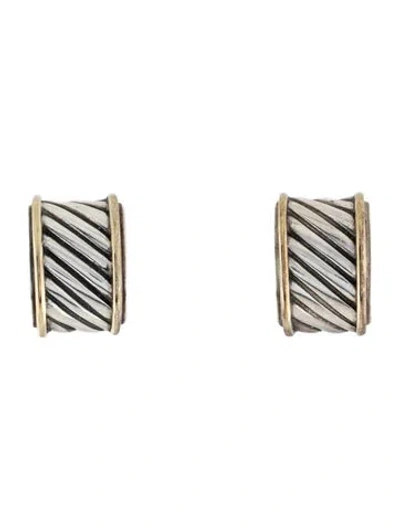 Pre-owned David Yurman Vintage Two-tone Cigar Cable Earclip Earrings In Multicolor