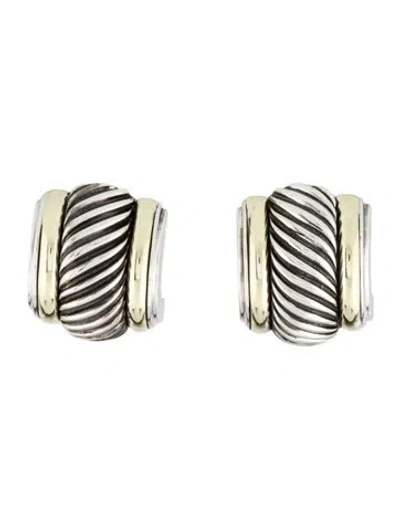 Pre-owned David Yurman Vintage Two-tone Cigar Cable Earclips In Multi