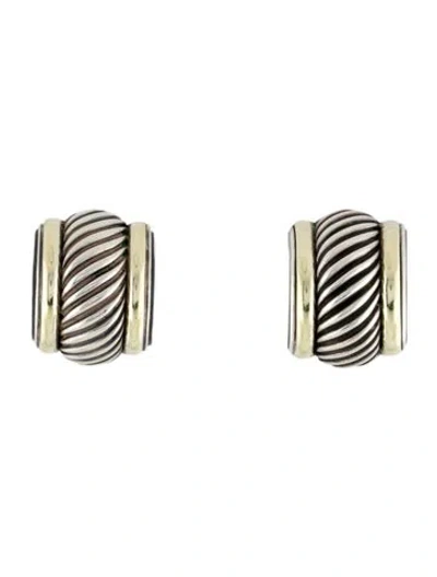 Pre-owned David Yurman Vintage Two-tone Cigar Cable Earclips In Multi