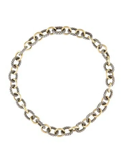 Pre-owned David Yurman Vintage Two-tone Oval Link Chain Necklace, 16.25" In Multi