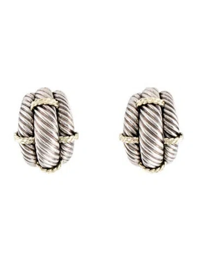 Pre-owned David Yurman Vintage Two-tone Three Row Earclips In Multi