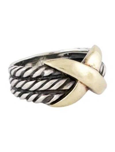 Pre-owned David Yurman Vintage Two-tone X Three Row Band In Multi