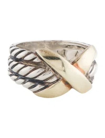 Pre-owned David Yurman Vintage Two-tone X Triple Row Band In Multi