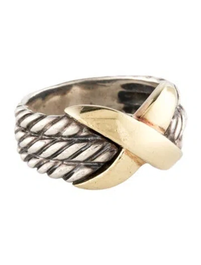 Pre-owned David Yurman Vintage Two-tone X Triple Row Band In Multi