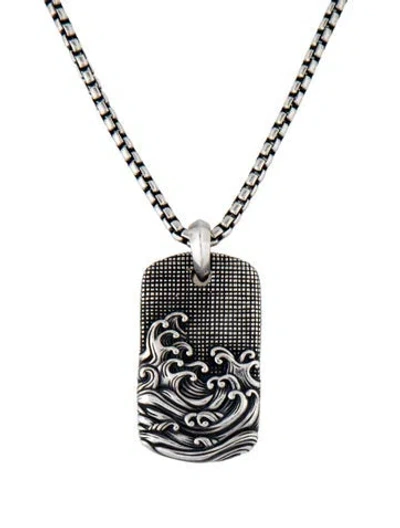 Pre-owned David Yurman Waves Tag Pendant, 22" In Multi