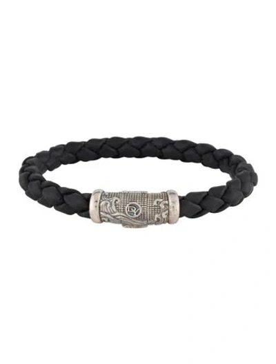 Pre-owned David Yurman Waves Woven Rubber Bracelet In Black