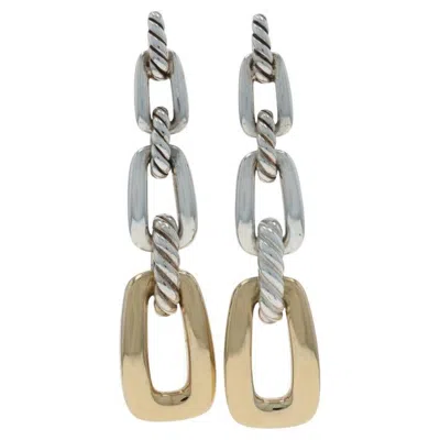 Pre-owned David Yurman Wellesley Link Dangle Earrings Sterling 925 Gold 18k Convertible In Multi