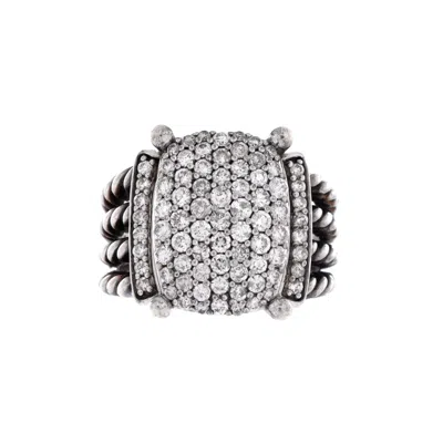 David Yurman Wheaton Ring Sterling Silver And Diamonds 16mm In Metallic