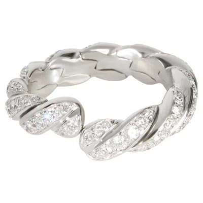 Pre-owned David Yurman White Gold Diamond Sculpted Cable Flex Ring