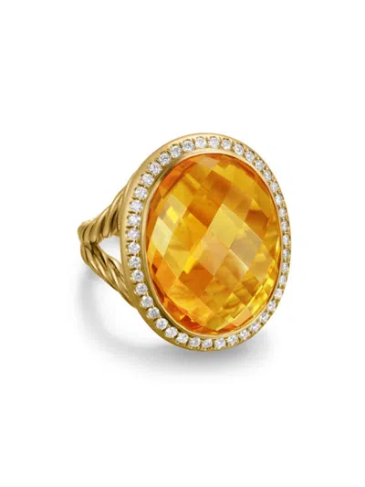 David Yurman Women's Albion Oval Ring In 18k Yellow Gold In Citrine