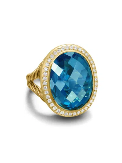 David Yurman Women's Albion Oval Ring In 18k Yellow Gold In Hampton Blue Topaz