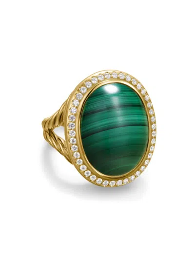 David Yurman Women's Albion Oval Ring In 18k Yellow Gold In Malachite