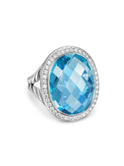 David Yurman Women's Albion Oval Ring In Sterling Silver In Blue Topaz