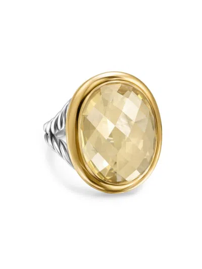 David Yurman Women's Albion Oval Ring In Sterling Silver In Champagne Citrine
