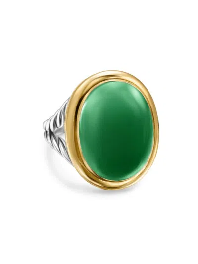 David Yurman Women's Albion Oval Ring In Sterling Silver In Green Onyx