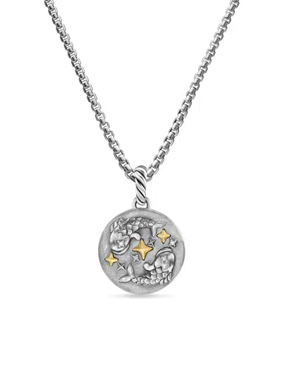 David Yurman Women's Amulet In Sterling Silver With 18k Yellow Gold And Diamonds, 19mm In Metallic