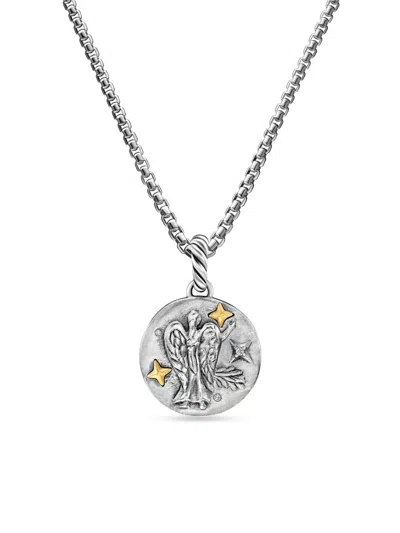 David Yurman Women's Amulet In Sterling Silver With 18k Yellow Gold And Diamonds, 19mm In Metallic