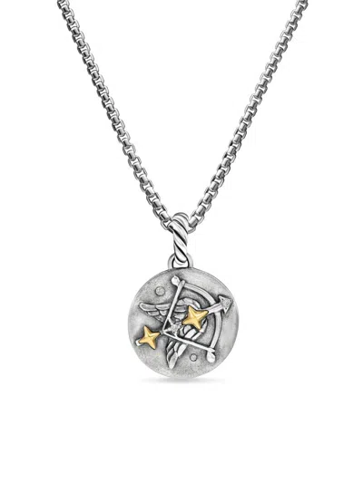 David Yurman Women's Amulet In Sterling Silver With 18k Yellow Gold And Diamonds, 19mm In Metallic