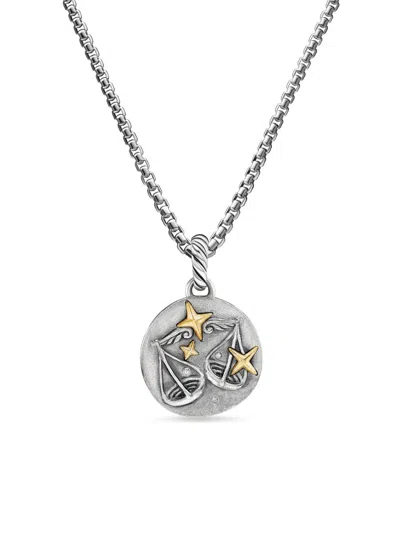 David Yurman Women's Amulet In Sterling Silver With 18k Yellow Gold And Diamonds, 19mm In Metallic