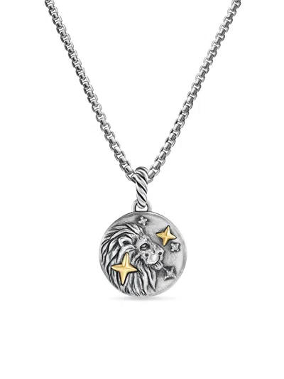 David Yurman Women's Amulet In Sterling Silver With 18k Yellow Gold And Diamonds, 19mm In Metallic