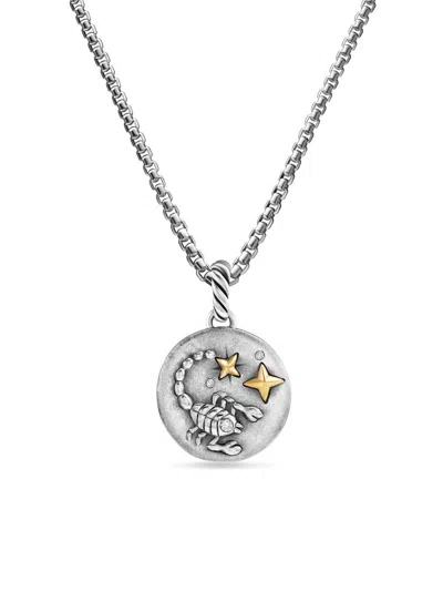 David Yurman Women's Amulet In Sterling Silver With 18k Yellow Gold And Diamonds, 19mm In Neutral
