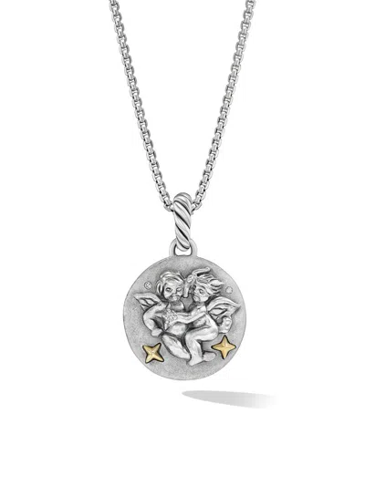 David Yurman Women's Amulet In Sterling Silver With 18k Yellow Gold And Diamonds, 19mm In Metallic