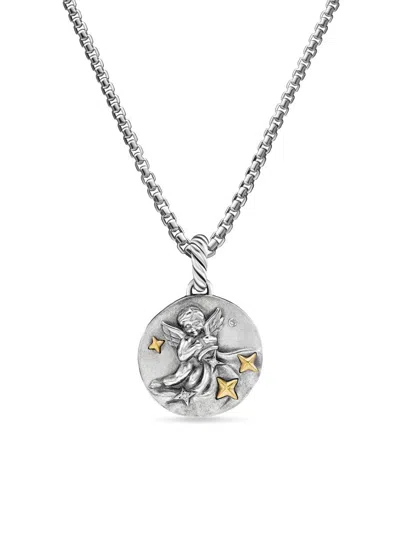 David Yurman Women's Amulet In Sterling Silver With 18k Yellow Gold And Diamonds, 19mm In Metallic