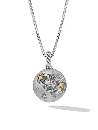 David Yurman Women's Amulet In Sterling Silver With 18k Yellow Gold And Diamonds, 19mm In Metallic