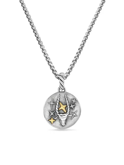 David Yurman Women's Amulet In Sterling Silver With 18k Yellow Gold And Diamonds, 19mm In Metallic
