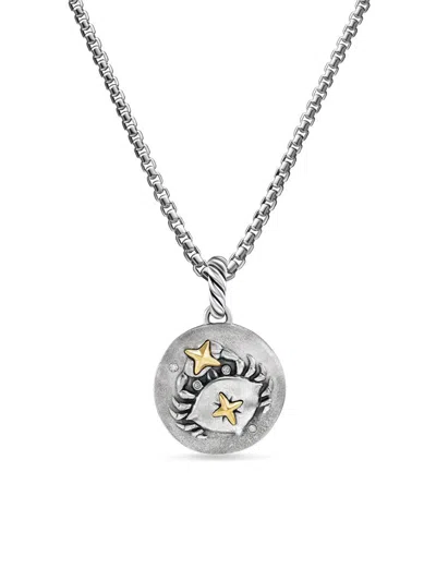 David Yurman Women's Amulet In Sterling Silver With 18k Yellow Gold And Diamonds, 19mm In Metallic