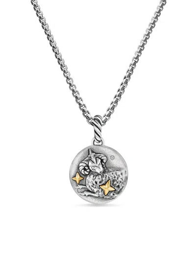 David Yurman Women's Amulet In Sterling Silver With 18k Yellow Gold And Diamonds, 19mm