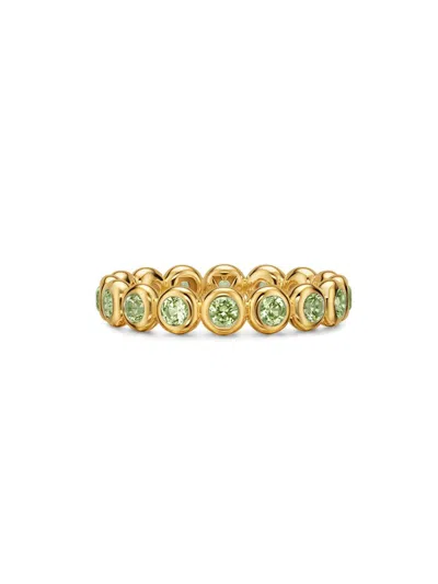 David Yurman Women's Bezel Set Band Ring In 18k Yellow Gold In Green