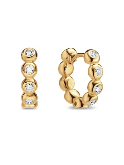 David Yurman Women's Bezel Set Hoop Earrings In 18k Yellow Gold With Diamonds, 13.4mm