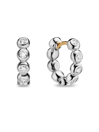 David Yurman Bezel Set Hoop Earrings In Yellow