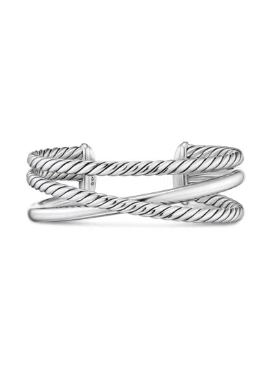 David Yurman Women's Bold Crossover Three Row Cuff Bracelet In Sterling Silver, 19mm In Pattern