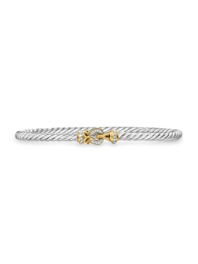 David Yurman Women's Buckle Classic Cable Bracelet In Sterling Silver In Metallic