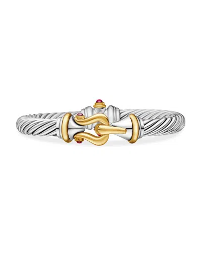 David Yurman Women's Buckle Classic Cable Bracelet In Sterling Silver In Pink