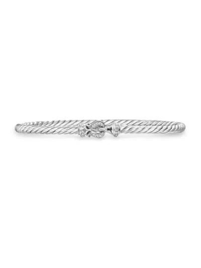 David Yurman Women's Buckle Classic Cable Bracelet In Sterling Silver In Metallic