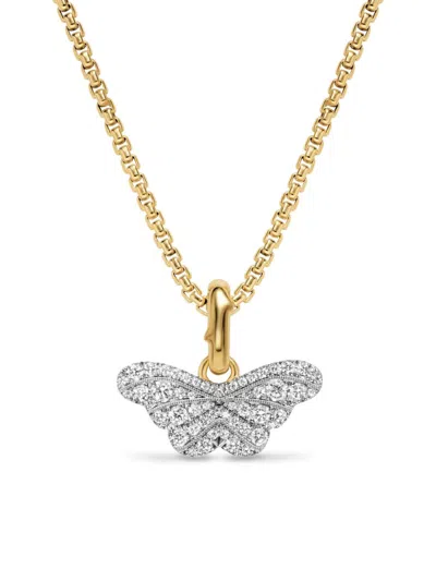 David Yurman Women's Butterfly Amulet In 18k White And Yellow Gold With Diamonds, 9.1mm