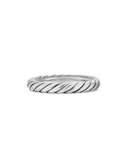 David Yurman Women's Cable Band Ring In Sterling Silver, 3.4mm In Green