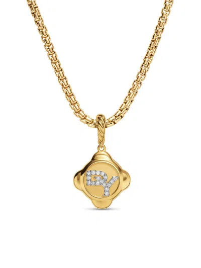 David Yurman Women's Cable Collectibles Dy Logo Amulet In 18k Yellow Gold With Diamonds, 13.7mm