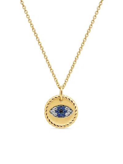 David Yurman Women's Cable Collectibles Evil Eye Necklace In 18k Yellow Gold With Pavé Blue Sapphires And Diamond