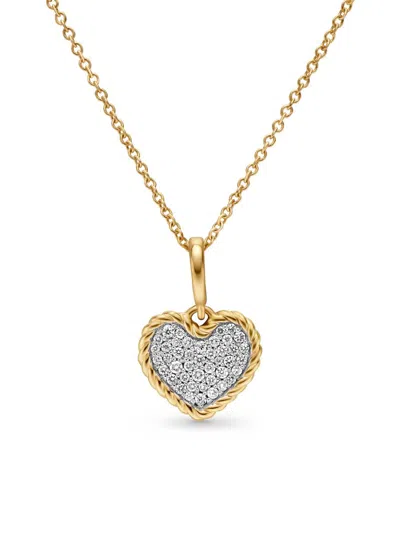 David Yurman Women's Cable Collectibles Pavé Plate Heart Necklace In 18k Yellow Gold With Diamonds
